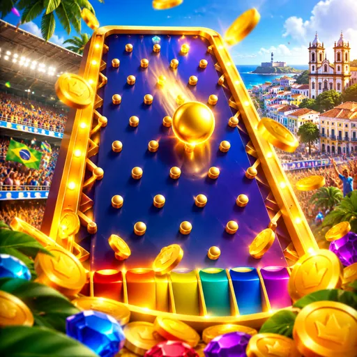 Capa do jogo Plinko com bolinhas caindo em pinos